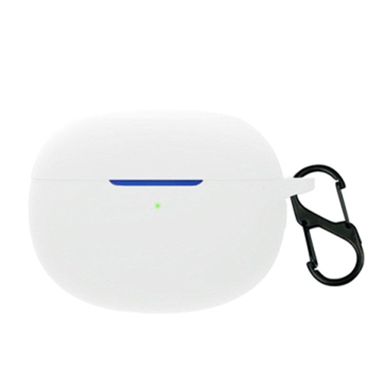 For Realme Buds Air 3 Bluetooth Earphone Charging Case Drop-proof Shell Soft Silicone Cover with Hanging Buckle - White