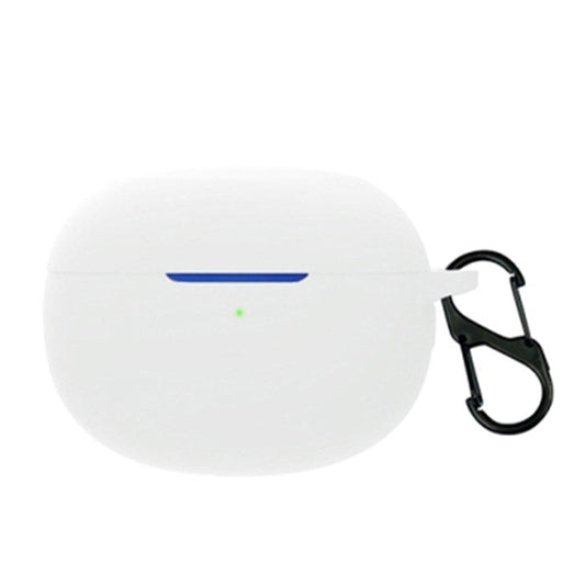 For Realme Buds Air 3 Bluetooth Earphone Charging Case Drop-proof Shell Soft Silicone Cover with Hanging Buckle - White