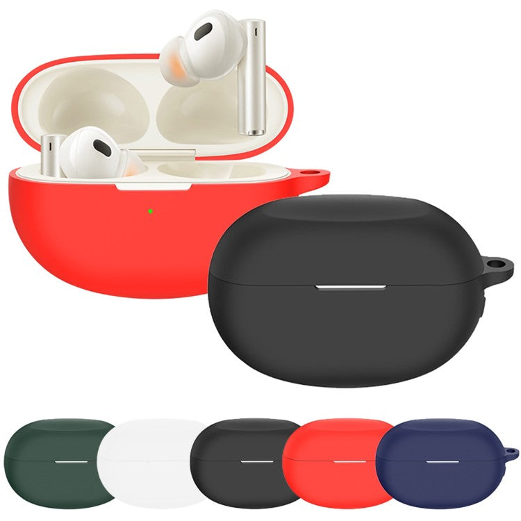 For Realme Buds Air 5 Pro Silicone Cover Case TWS Bluetooth Earphone Charging Bin Sleeve with Buckle - White