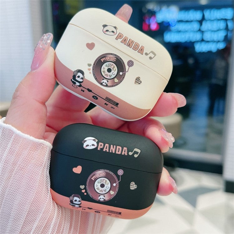 For Apple AirPods Pro Earphone Protector TPU Earphone Case Lovely Panda Earphone Shell - Black