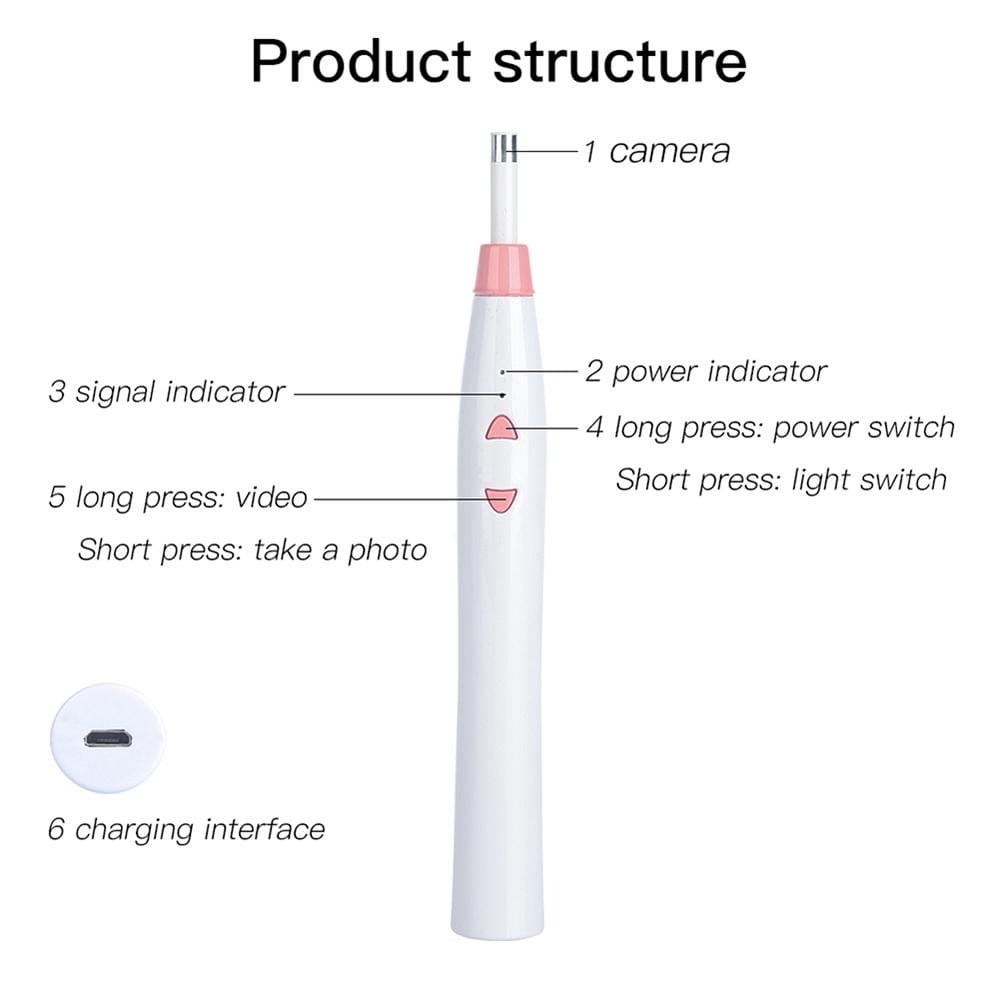 1.0MP HD Camera Wireless Visual Ear Cleaning Inspection Endoscope with 6 LEDs, IP67 Waterproof, Lens Diameter: 5.5mm, Handle Length: 15cm (Pink)