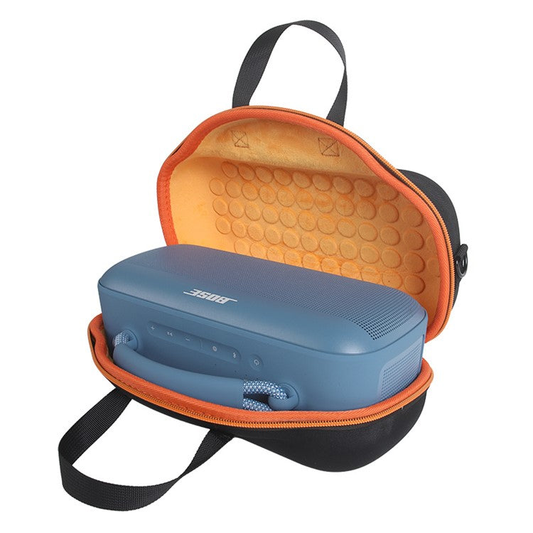 For Bose Soundlink Max Oxford Cloth+ EVA Storage Case Bluetooth Speaker Carrying Bag with Shoulder Strap - Black  /  Orange