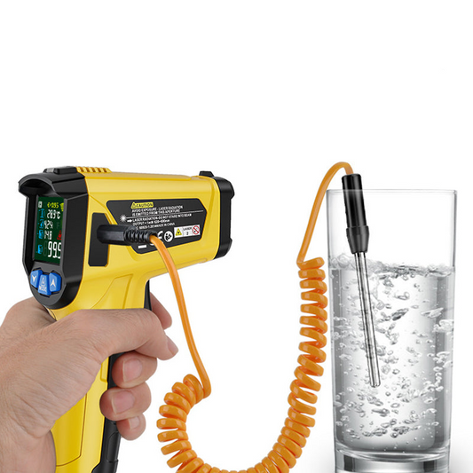 Uniqkart 800C Handheld Infrared Temperature Measurer High-Precision Industrial Temp Humidity Meter Portable Thermometer with 12-Point Laser Positioning