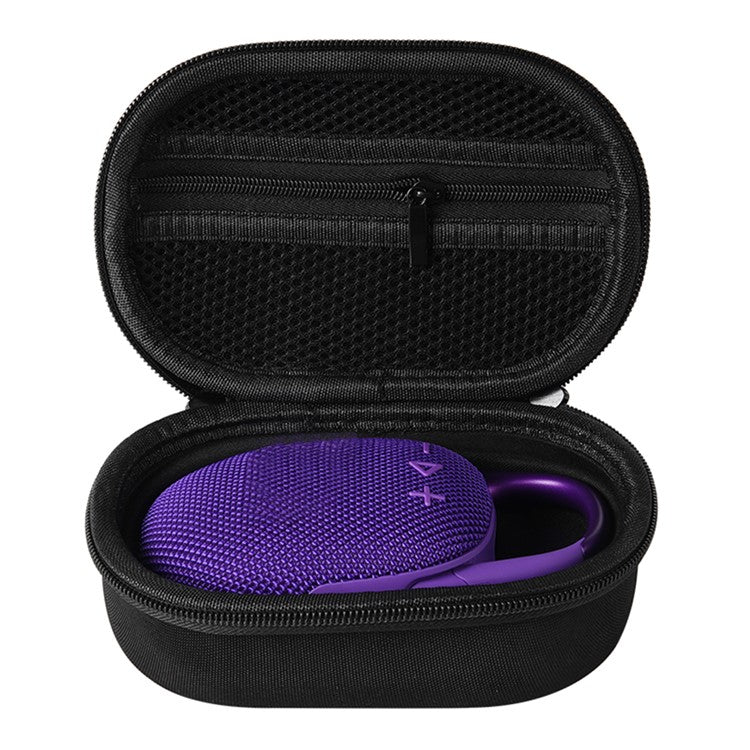 For JBL Clip 5 Bluetooth Speaker Storage Bag EVA Hard Case with Carabiner and Hand Strap - Black