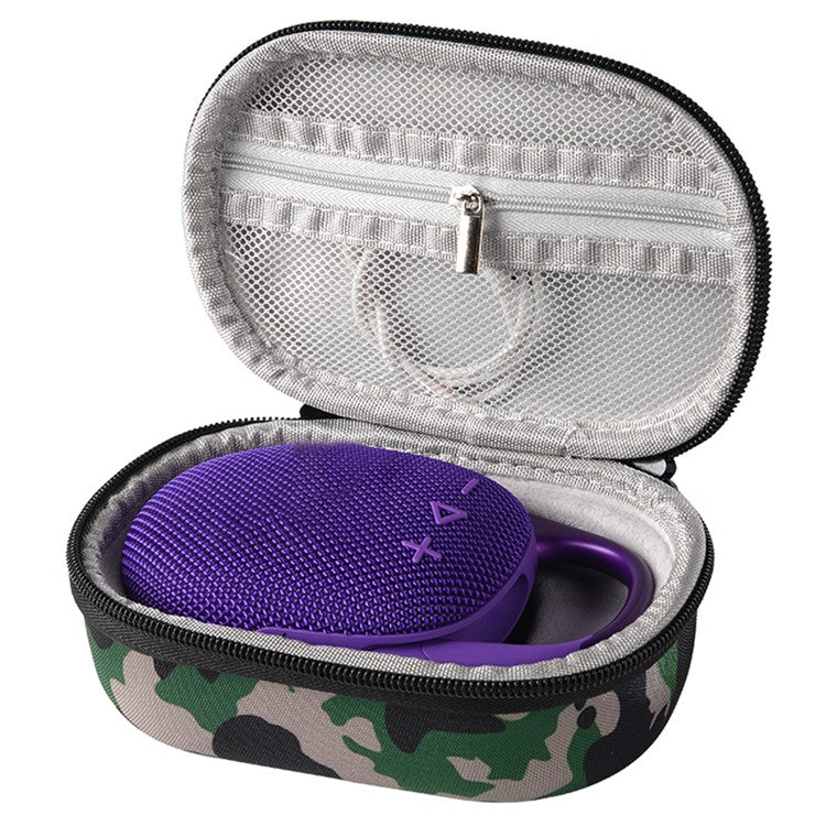 For JBL Clip 5 Bluetooth Speaker Storage Bag EVA Hard Case with Carabiner and Hand Strap - Camouflage