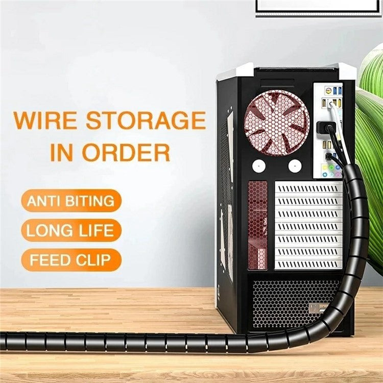 1m Cable Management PE Sleeve Computer Wire Flexible Power Cord Organizer 10mm Diameter - White