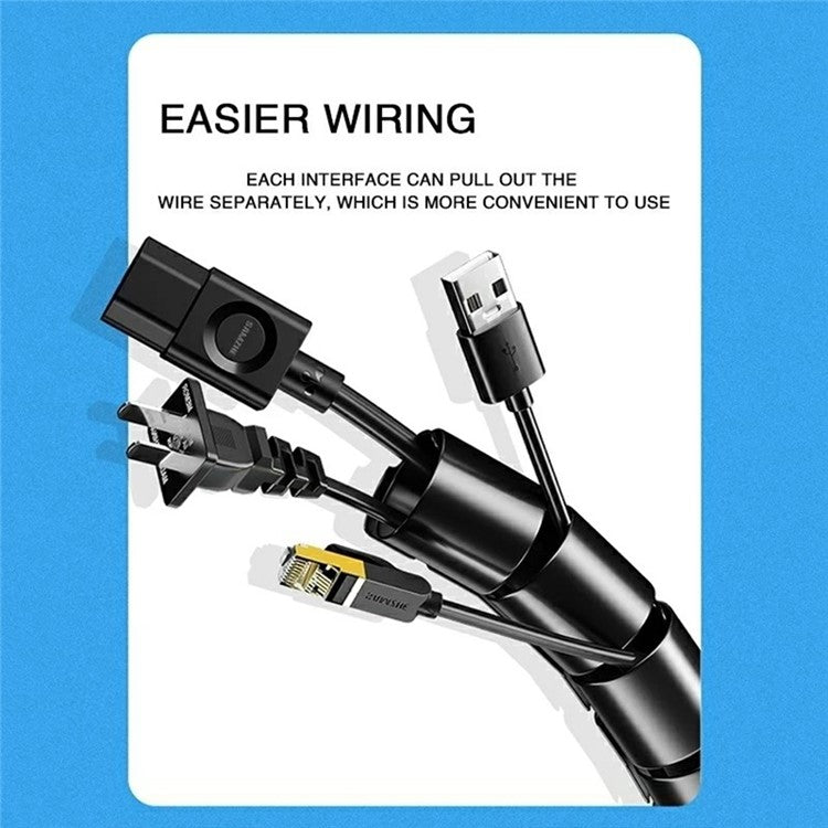 1m Cable Management PE Sleeve Computer Wire Flexible Power Cord Organizer 10mm Diameter - White