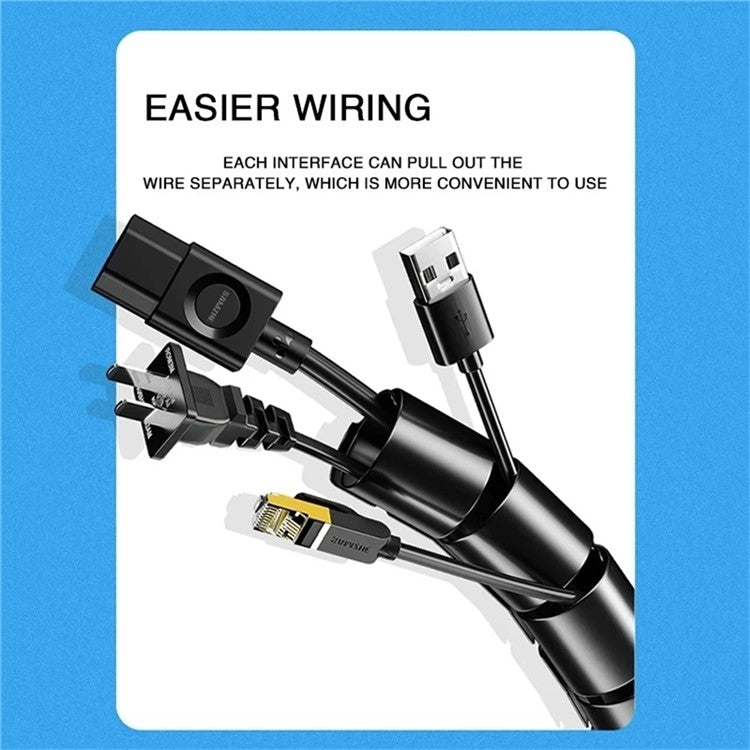 1m Cable Management PE Sleeve Computer Wire Flexible Power Cord Organizer 16mm Diameter - Grey