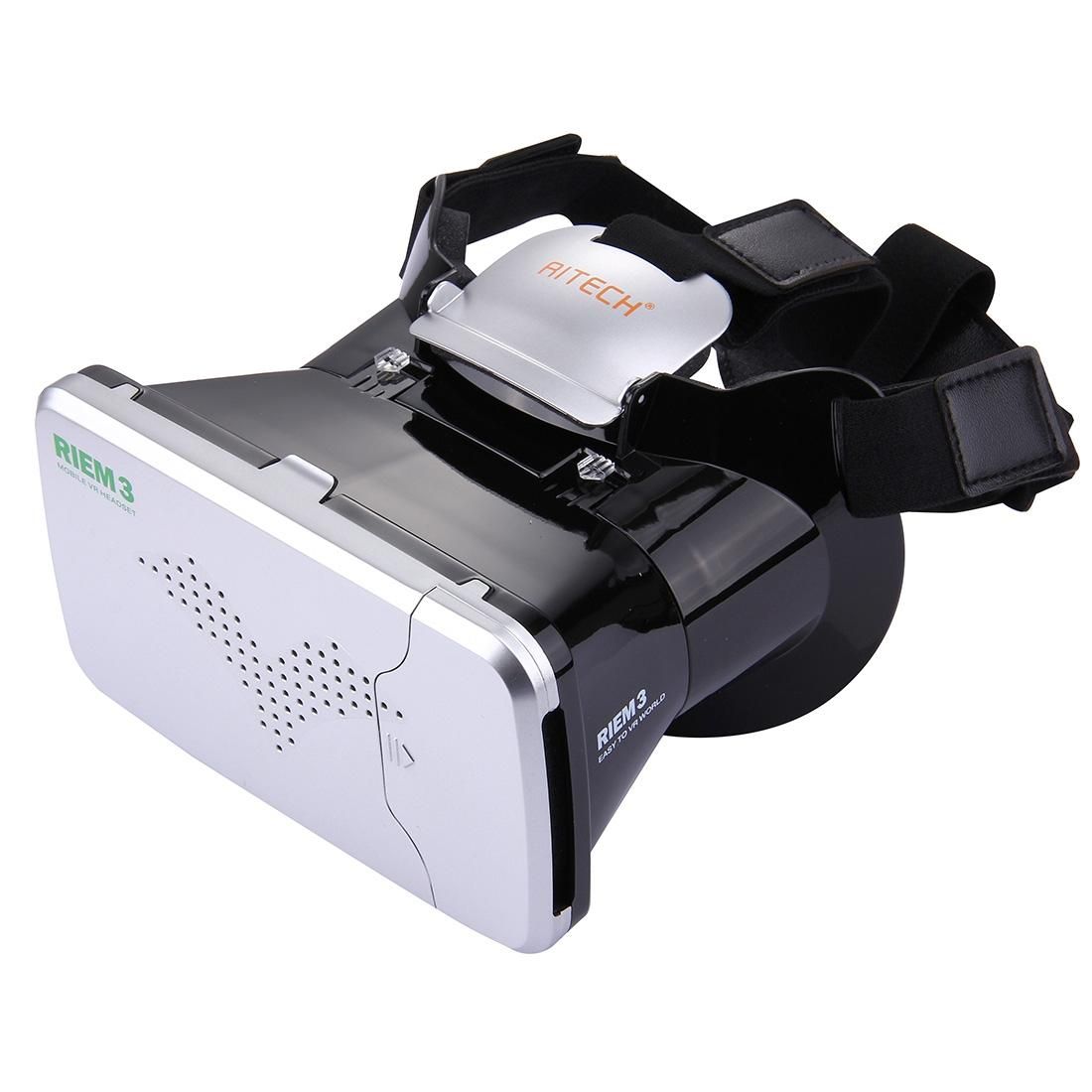 RITECH RIEM3 3D VR Virtual Reality Headset Mobile 360 Degrees Video Private Cinema Glasses Helmet with AR Augment Reality Window for 3.5-6 inch Smartphones