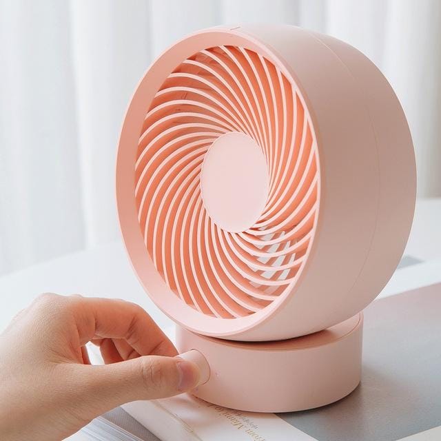 USB Rechargeable Adjustable Wind Mini Air Circulation Round Mute Office Fan (Pink)