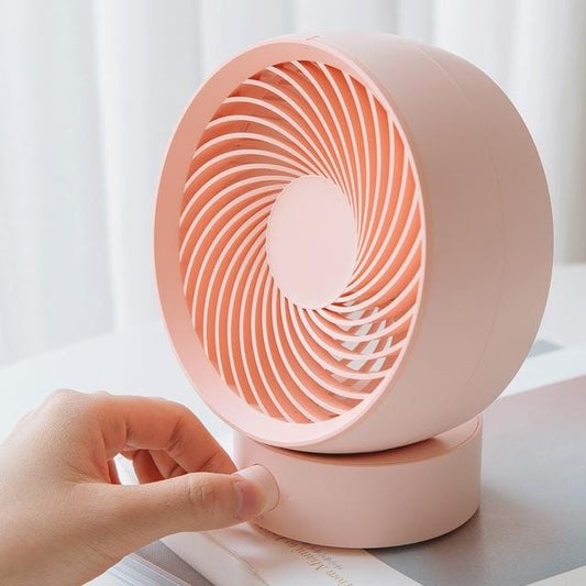 USB Rechargeable Adjustable Wind Mini Air Circulation Round Mute Office Fan (Pink)