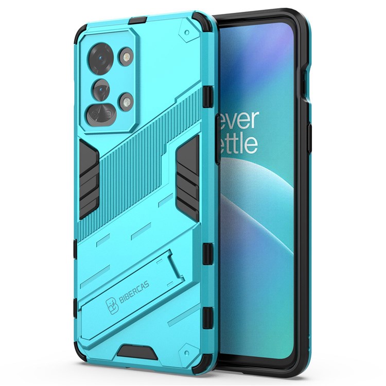 For OnePlus Nord 2T 5G Hard PC Soft TPU Hybrid Cover Kickstand Shockproof Protective Phone Case - Baby Blue