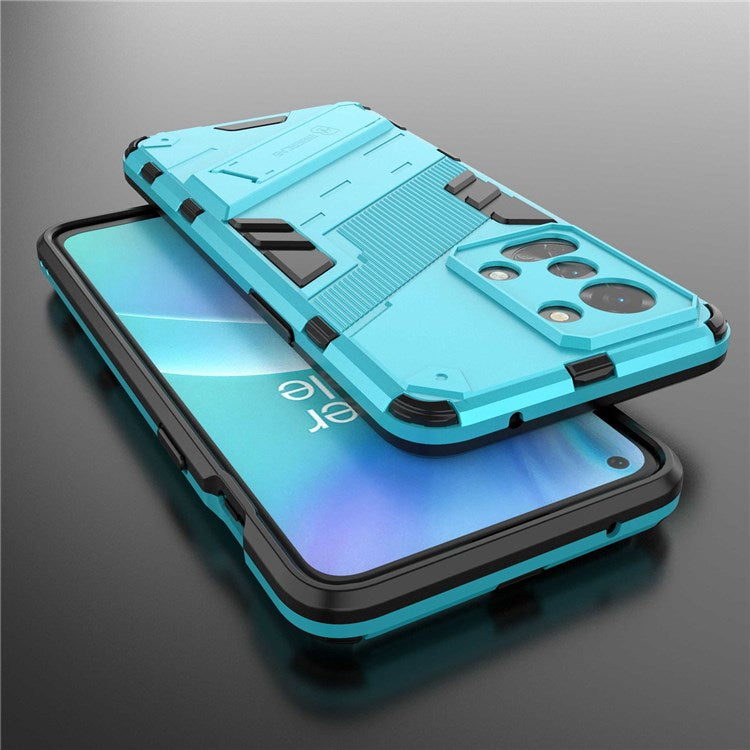 For OnePlus Nord 2T 5G Hard PC Soft TPU Hybrid Cover Kickstand Shockproof Protective Phone Case - Baby Blue