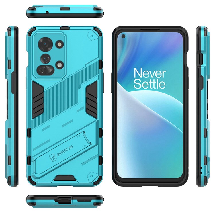 For OnePlus Nord 2T 5G Hard PC Soft TPU Hybrid Cover Kickstand Shockproof Protective Phone Case - Baby Blue