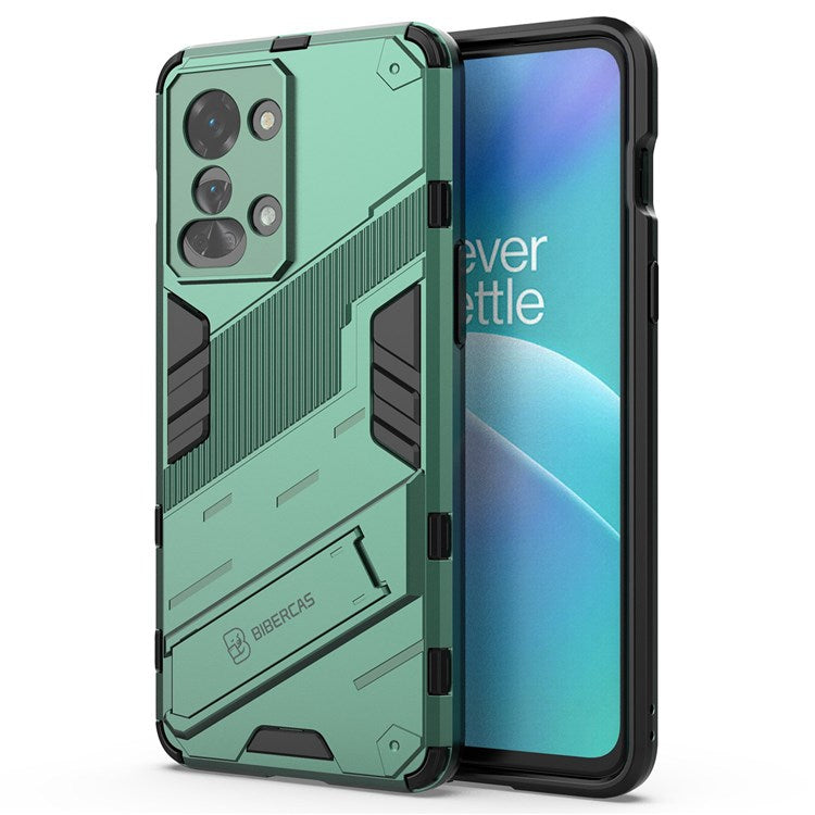 For OnePlus Nord 2T 5G Hard PC Soft TPU Hybrid Cover Kickstand Shockproof Protective Phone Case - Green