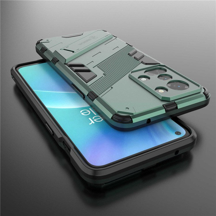For OnePlus Nord 2T 5G Hard PC Soft TPU Hybrid Cover Kickstand Shockproof Protective Phone Case - Green