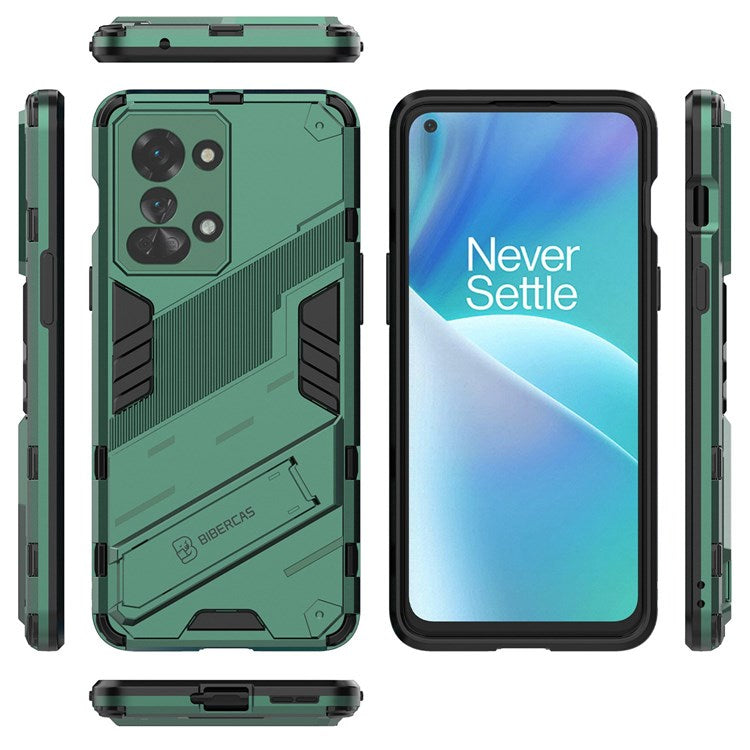 For OnePlus Nord 2T 5G Hard PC Soft TPU Hybrid Cover Kickstand Shockproof Protective Phone Case - Green