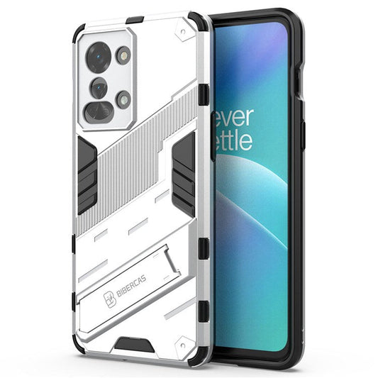 For OnePlus Nord 2T 5G Hard PC Soft TPU Hybrid Cover Kickstand Shockproof Protective Phone Case - White