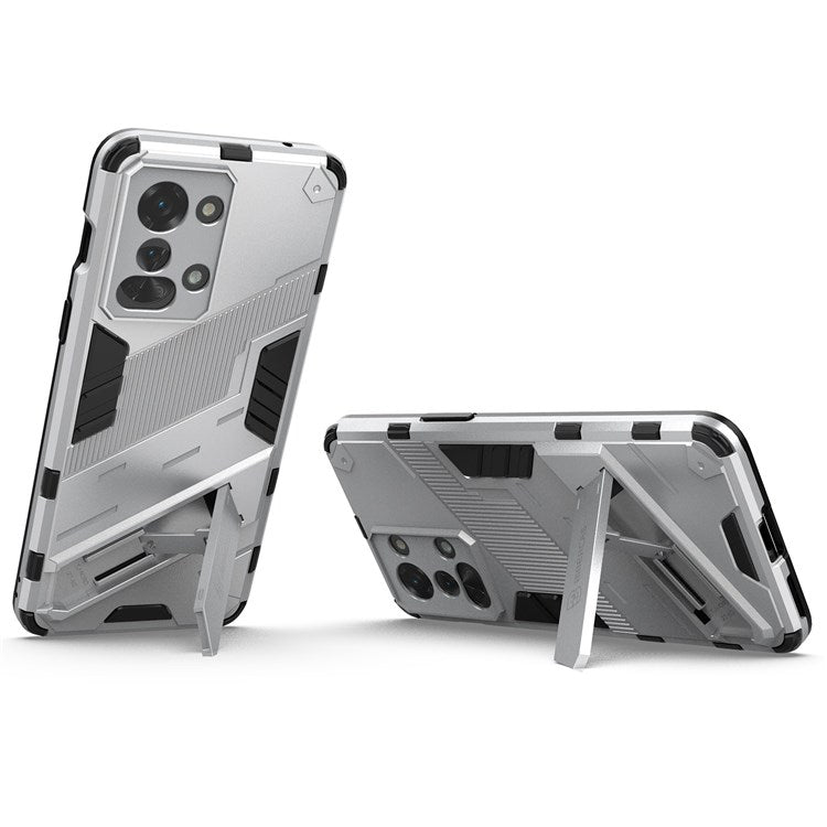 For OnePlus Nord 2T 5G Hard PC Soft TPU Hybrid Cover Kickstand Shockproof Protective Phone Case - White