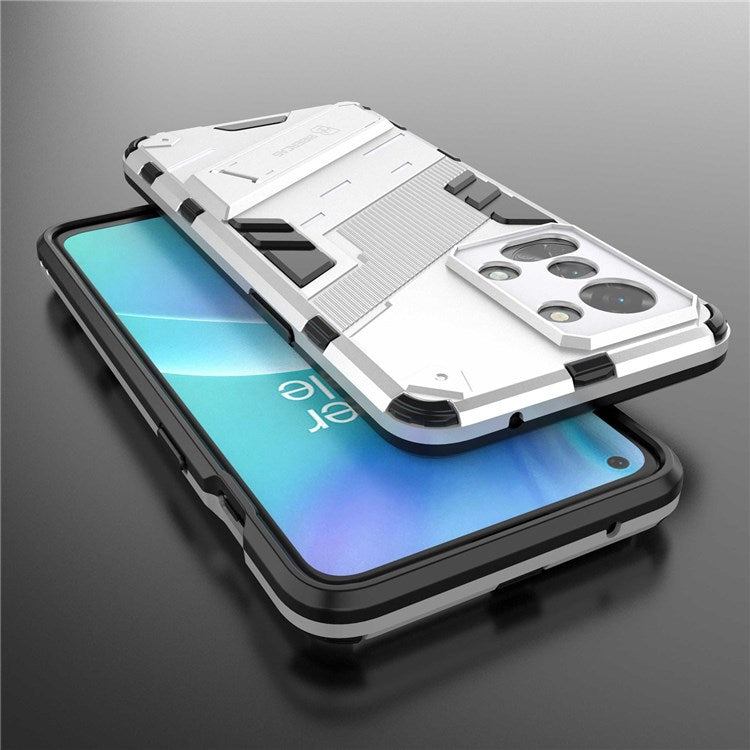 For OnePlus Nord 2T 5G Hard PC Soft TPU Hybrid Cover Kickstand Shockproof Protective Phone Case - White