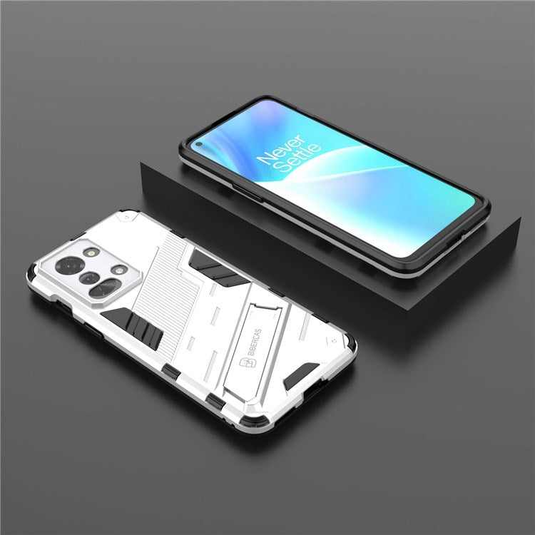 For OnePlus Nord 2T 5G Hard PC Soft TPU Hybrid Cover Kickstand Shockproof Protective Phone Case - White