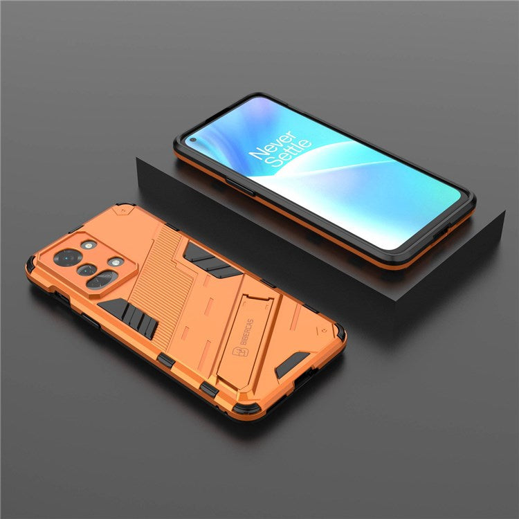 For OnePlus Nord 2T 5G Hard PC Soft TPU Hybrid Cover Kickstand Shockproof Protective Phone Case - Orange