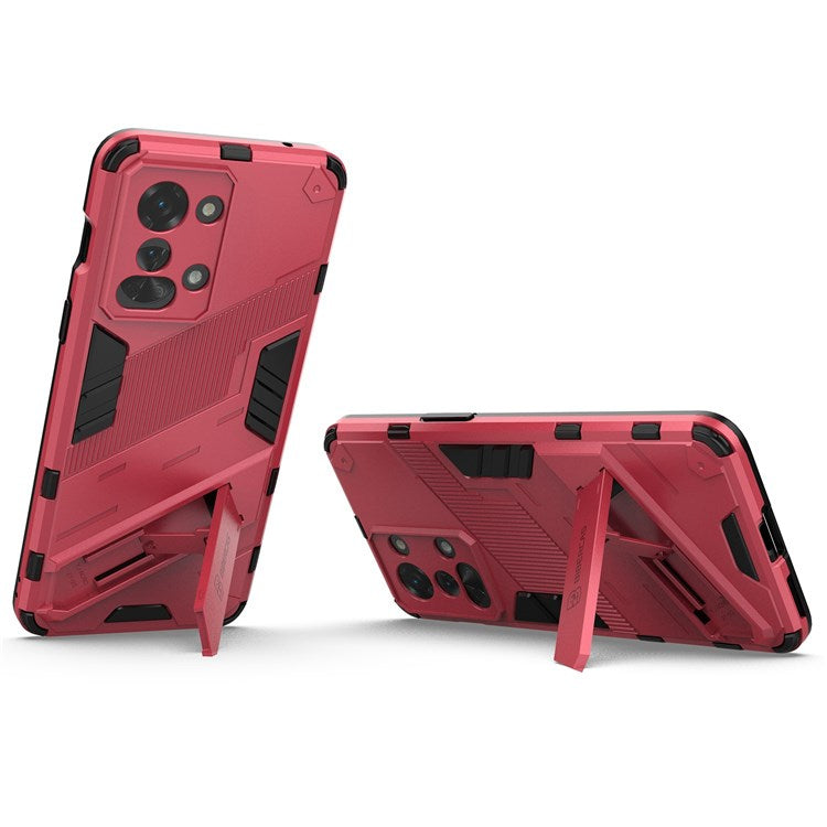 For OnePlus Nord 2T 5G Hard PC Soft TPU Hybrid Cover Kickstand Shockproof Protective Phone Case - Rose