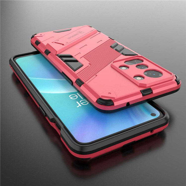 For OnePlus Nord 2T 5G Hard PC Soft TPU Hybrid Cover Kickstand Shockproof Protective Phone Case - Rose