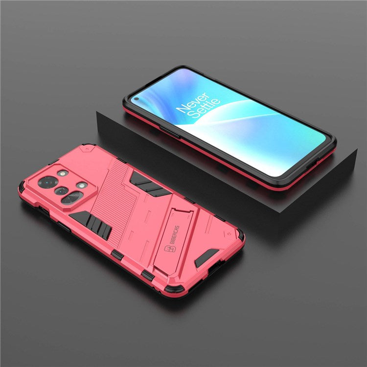 For OnePlus Nord 2T 5G Hard PC Soft TPU Hybrid Cover Kickstand Shockproof Protective Phone Case - Rose
