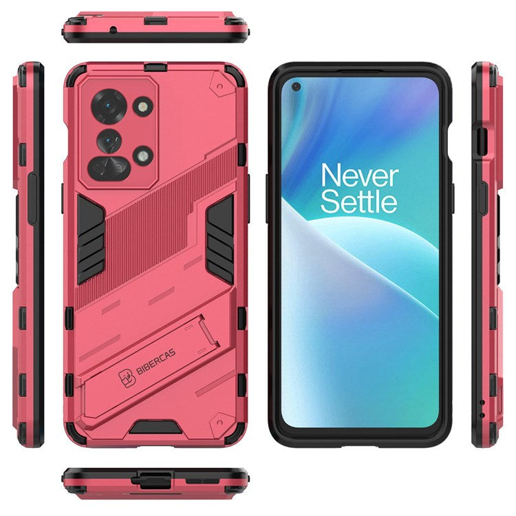 For OnePlus Nord 2T 5G Hard PC Soft TPU Hybrid Cover Kickstand Shockproof Protective Phone Case - Rose