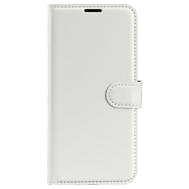 Litchi Texture Phone Case for Oppo Reno8 5G (Global Version) / Reno8 5G, Foldable Stand Anti-scratch PU Leather Wallet Case Shockproof Cell Phone Cover - White