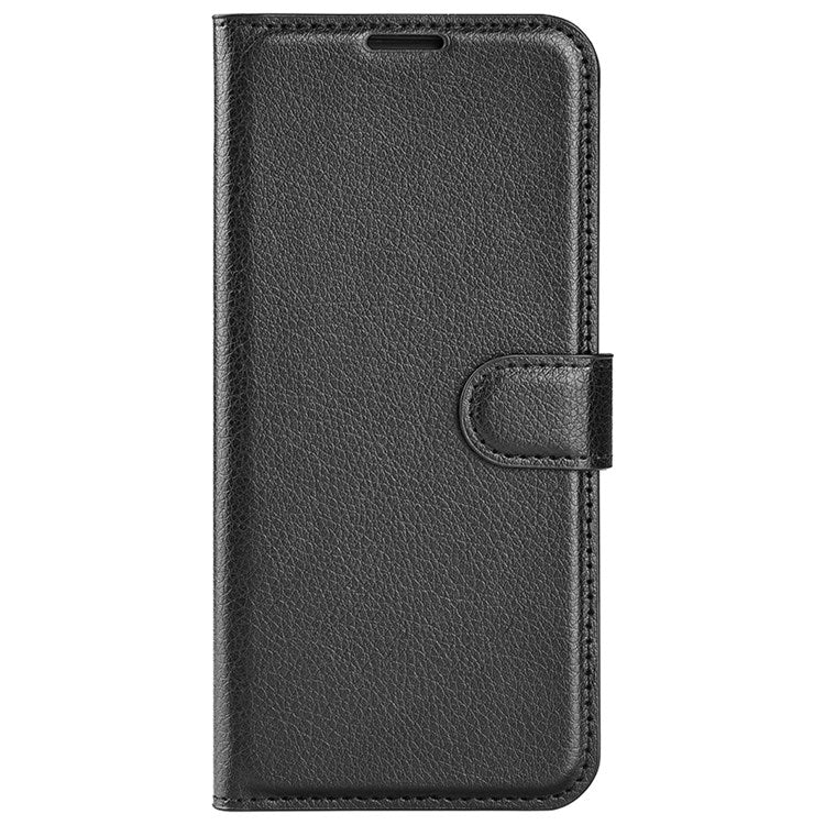 Litchi Texture Phone Case for Oppo Reno8 5G (Global Version) / Reno8 5G, Foldable Stand Anti-scratch PU Leather Wallet Case Shockproof Cell Phone Cover - Black