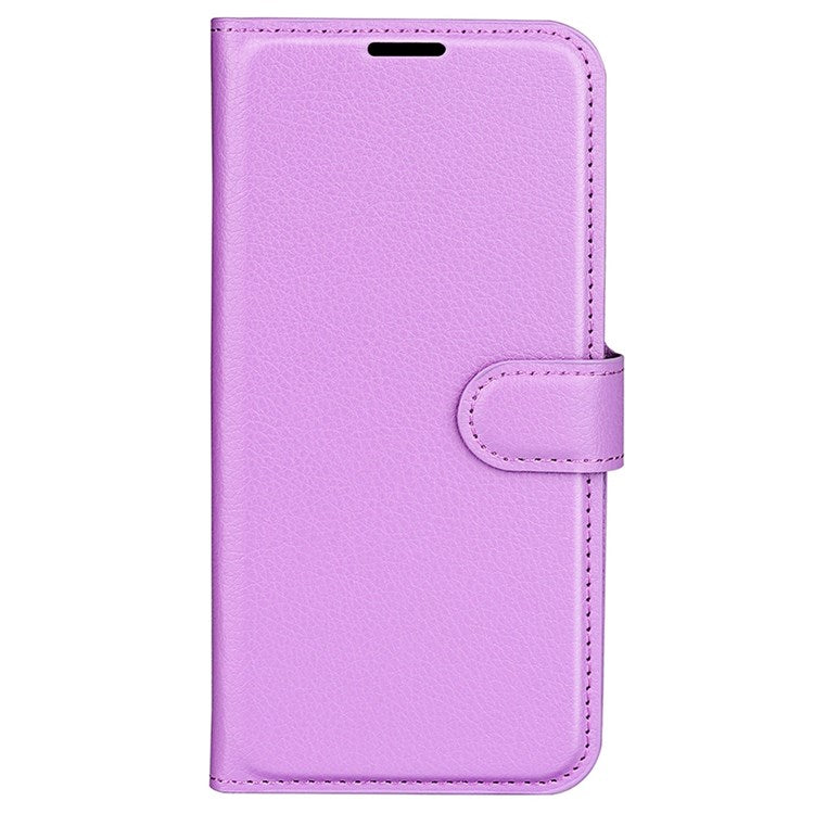 Litchi Texture Phone Case for Oppo Reno8 5G (Global Version) / Reno8 5G, Foldable Stand Anti-scratch PU Leather Wallet Case Shockproof Cell Phone Cover - Purple