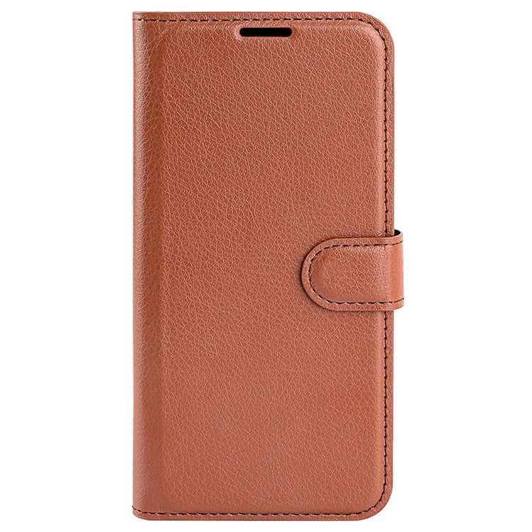 Litchi Texture Phone Case for Oppo Reno8 5G (Global Version) / Reno8 5G, Foldable Stand Anti-scratch PU Leather Wallet Case Shockproof Cell Phone Cover - Brown