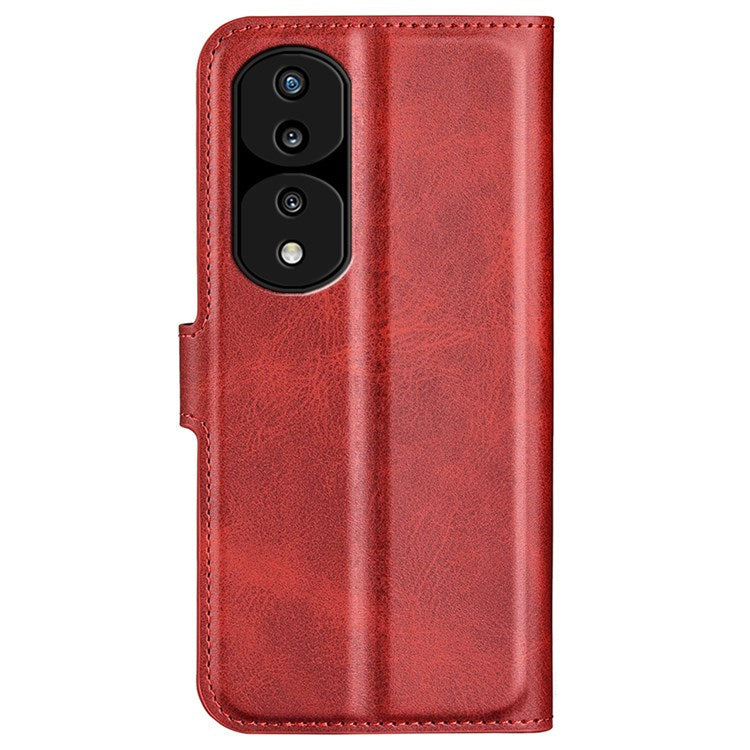 For Honor 70 5G PU Leather Stand Wallet Feature Magnetic Case Square Wear-resistant TPU Flip Book Cover - Red