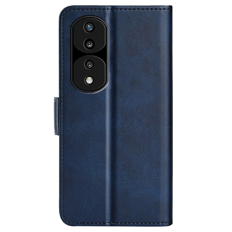 For Honor 70 5G PU Leather Wallet Case Dual Magnetic Clasp Stand Flip Protective Cover - Blue