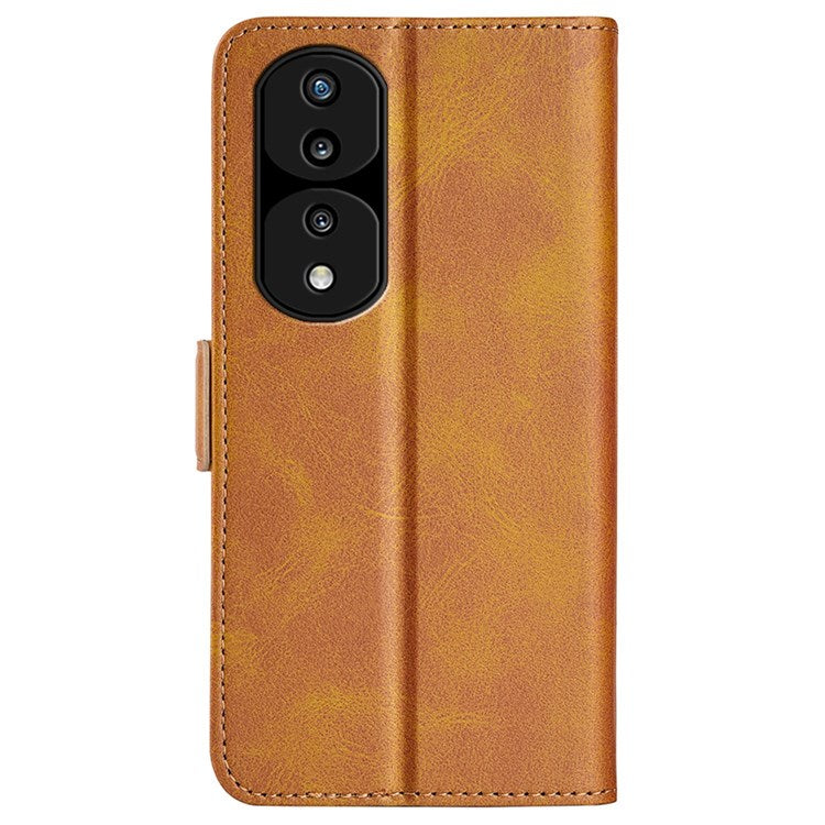 For Honor 70 5G PU Leather Wallet Case Dual Magnetic Clasp Stand Flip Protective Cover - Yellow