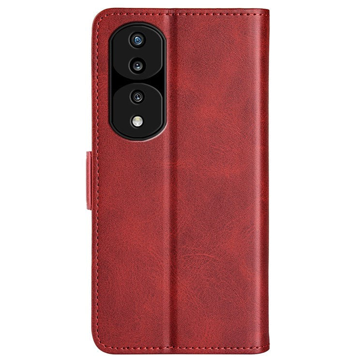 For Honor 70 5G PU Leather Wallet Case Dual Magnetic Clasp Stand Flip Protective Cover - Red
