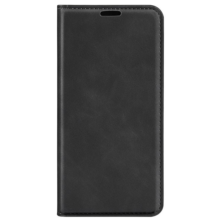 For Honor 70 5G Skin-touch Feeling PU Leather Case Magnetic Auto-absorbed Stand Shockproof TPU Flip Wallet Protective Cover - Black