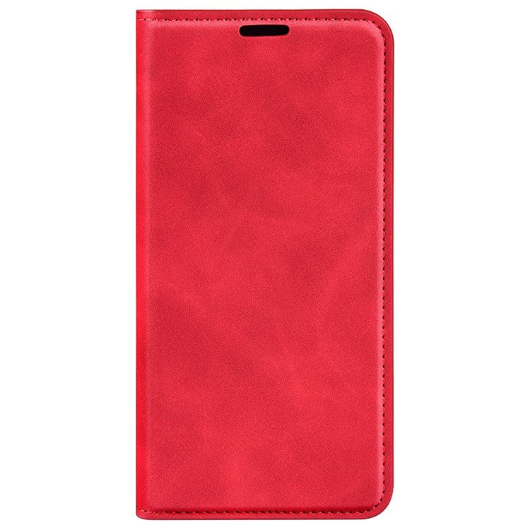 For Honor 70 5G Skin-touch Feeling PU Leather Case Magnetic Auto-absorbed Stand Shockproof TPU Flip Wallet Protective Cover - Red