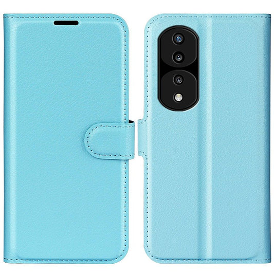 For Honor 70 5G Litchi Texture Wallet Case PU Leather Stand Shockproof TPU Inner Shell Flip Folio Cover - Blue