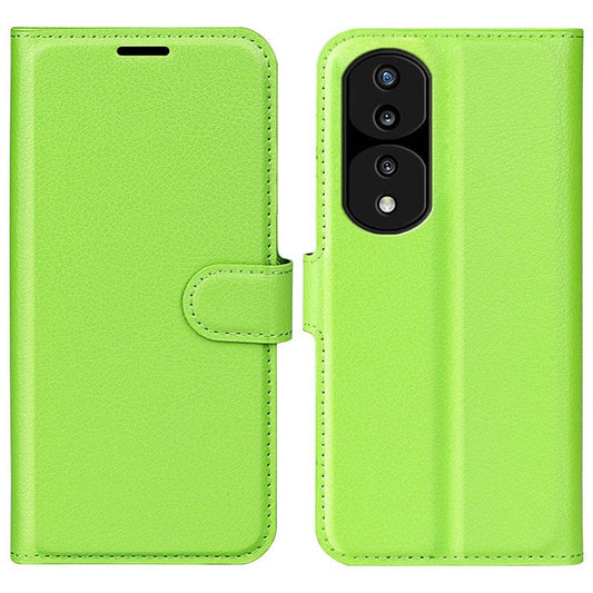 For Honor 70 5G Litchi Texture Wallet Case PU Leather Stand Shockproof TPU Inner Shell Flip Folio Cover - Green