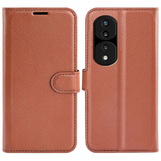 For Honor 70 5G Litchi Texture Wallet Case PU Leather Stand Shockproof TPU Inner Shell Flip Folio Cover - Brown