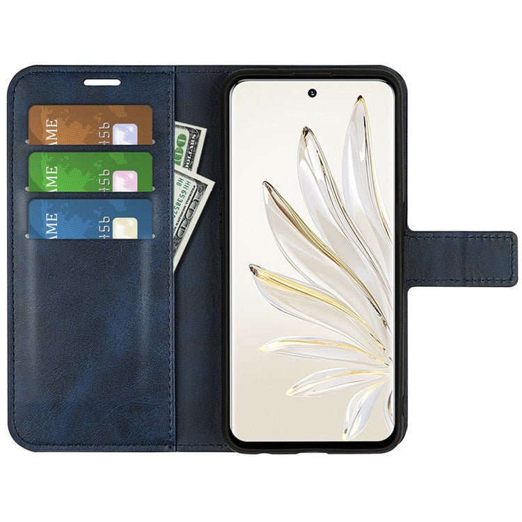 For Honor 70 Pro 5G PU Leather Stand Wallet Case Square Magnetic Clasp Shockproof TPU Flip Book Cover - Blue
