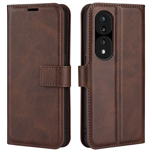 For Honor 70 Pro 5G PU Leather Stand Wallet Case Square Magnetic Clasp Shockproof TPU Flip Book Cover - Brown