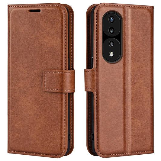 For Honor 70 Pro 5G PU Leather Stand Wallet Case Square Magnetic Clasp Shockproof TPU Flip Book Cover - Light Brown