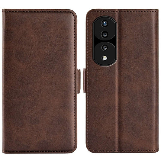 For Honor 70 Pro 5G PU Leather Wallet Stand Case Dual Magnetic Clasp Protect Shockproof Inner TPU Flip Cover - Brown