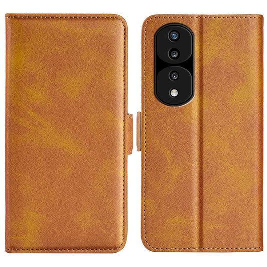 For Honor 70 Pro 5G PU Leather Wallet Stand Case Dual Magnetic Clasp Protect Shockproof Inner TPU Flip Cover - Yellow