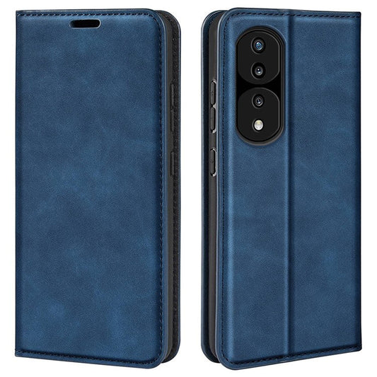 For Honor 70 Pro 5G PU Leather Wallet Case Flip Folio Stand Magnetic Absorption Protect Skin-touch Feeling Full Protection Cover - Blue