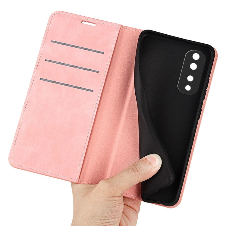 For Honor 70 Pro 5G PU Leather Wallet Case Flip Folio Stand Magnetic Absorption Protect Skin-touch Feeling Full Protection Cover - Pink
